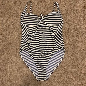 Navy white stripe maternity swimsuit seraphine